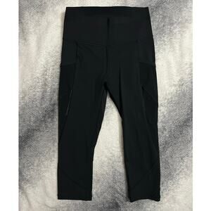 Lululemon Non Reflective 19" Cropped Side Pockets Black Leggings Size 6 Small